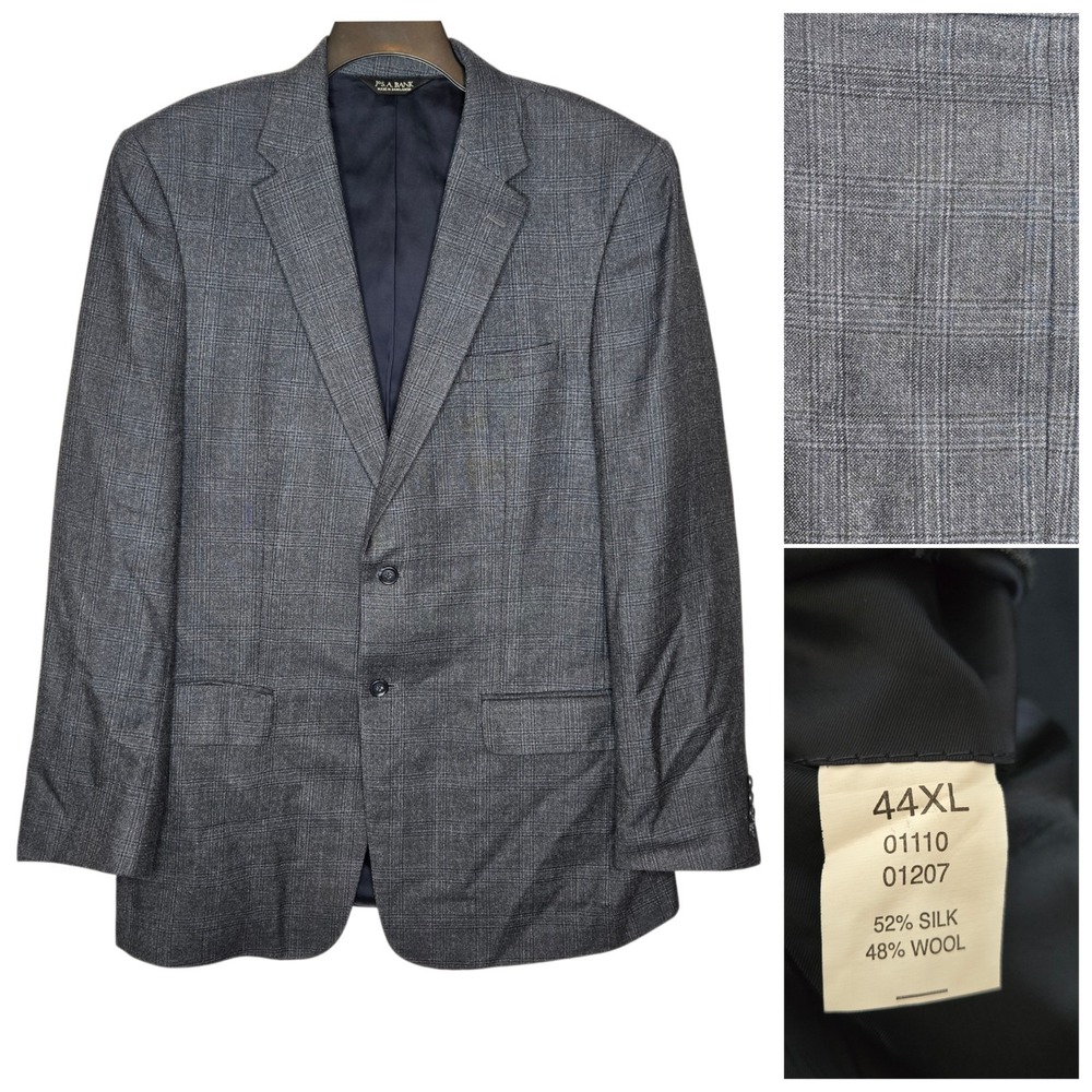 Jos. A. Bank‎ Travelers Silk Wool Birdseye Weave Sports Coat Blazer 44 XL Jacket